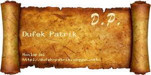 Dufek Patrik névjegykártya